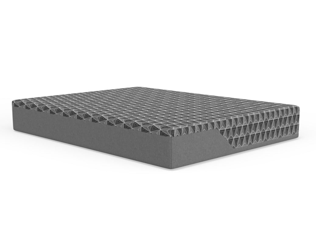 12-inch reactive mattress by Sapphire Sleep with plush surface and supportive design, shown in a bedroom setting.