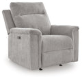 Ashley Barnsana Power Recliner with plush upholstery, visible in a closed position, showcasing a modern design and comfort features.