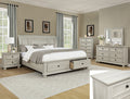 White bedroom furniture set by Crownmark, includes bed, dresser, and nightstands in the Claribelle bedroom group.