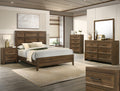 Crownmark Lorraine bedroom group in brown featuring a bed, dresser, and nightstands with sleek modern design.