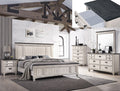 Crownmark Sawyer bedroom group includes a bed frame, dresser, and nightstand in a modern bedroom setting.
