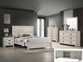 White Valor bedroom group by Crownmark, including bed frame and matching bedroom furniture, shown in a modern bedroom setting.