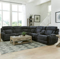 Six-piece Parker House power reclining sectional sofa with plush cushions and modern design, shown in a spacious living room setting.