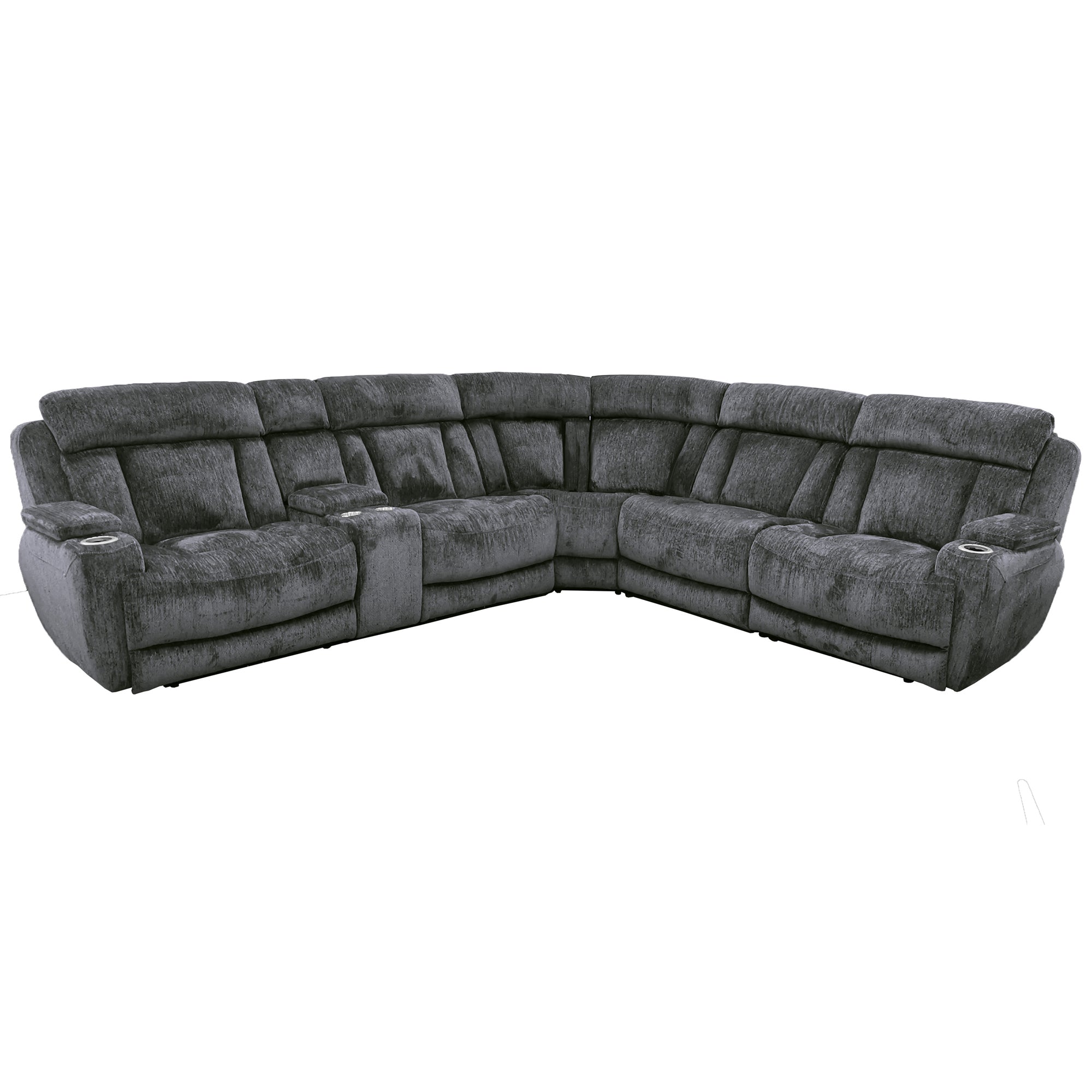Parker House 6-piece power reclining sectional with plush cushions and dark upholstery, showcasing modern living room style.