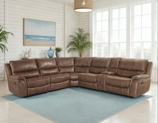 Six-piece manual reclining sectional sofa by Steve Silver featuring plush cushions and a modern design for comfortable seating.