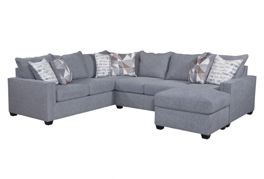 Light grey U-shaped sectional sofa by Ashley, showing plush upholstery and spacious seating in a modern living room setting.
