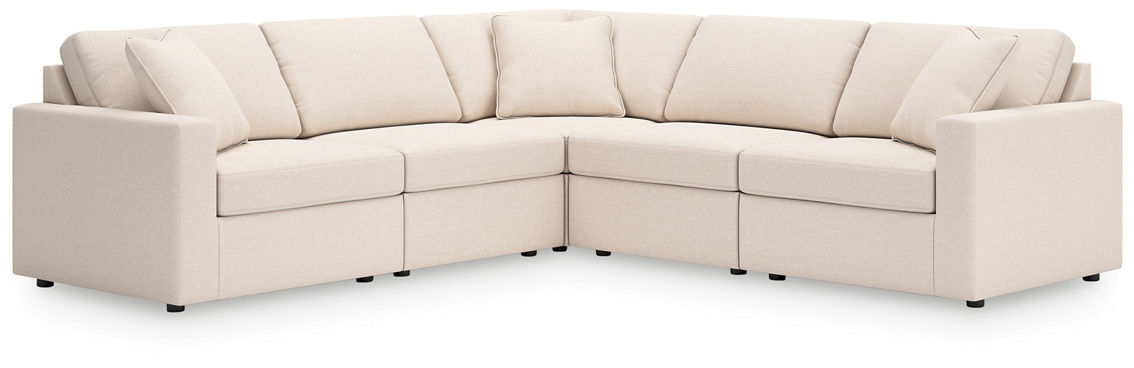 Cream Ashley modular L-shaped sectional sofa with plush cushions and modern design, shown in a stylish living room setting.