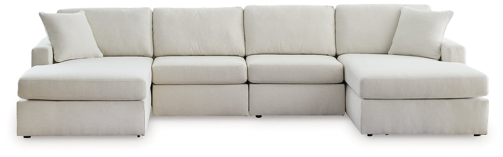 Ashley cream modular U-shaped sectional sofa in a modern living room setting with plush cushions and contemporary design.