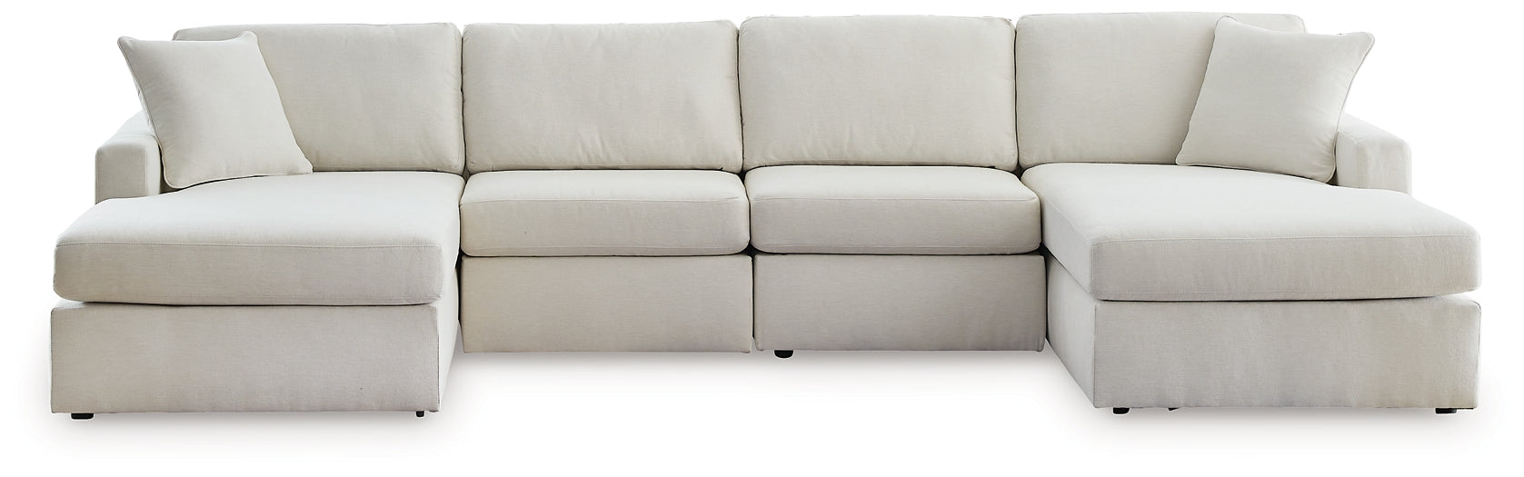 Ashley cream modular U-shaped sectional sofa in a modern living room setting with plush cushions and contemporary design.