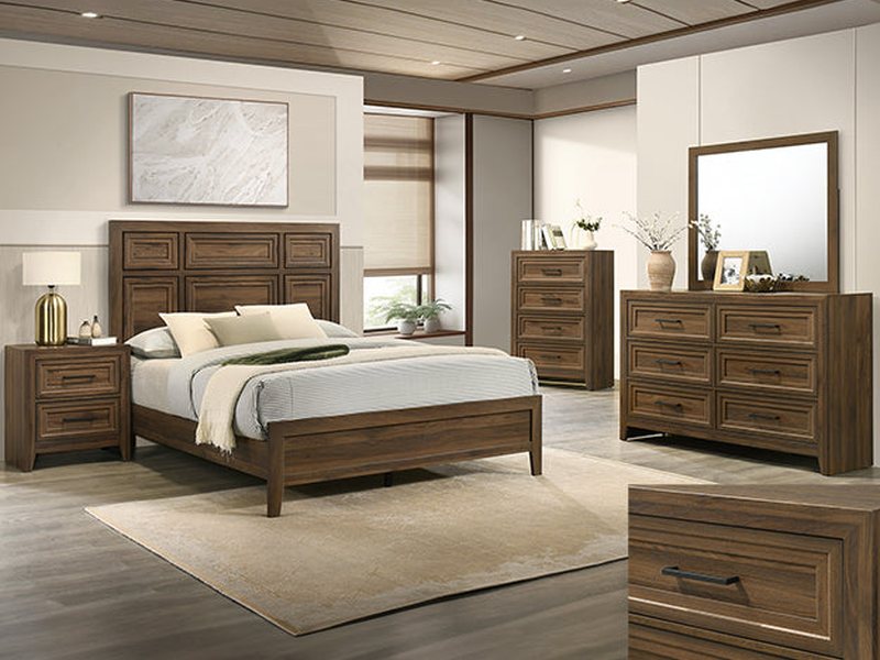 Complete bedroom set with bed, dresser, mirror and nightstand