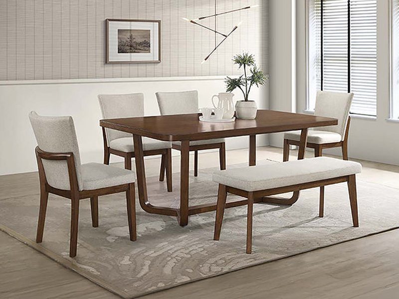 Dining table set with upholstered chairs